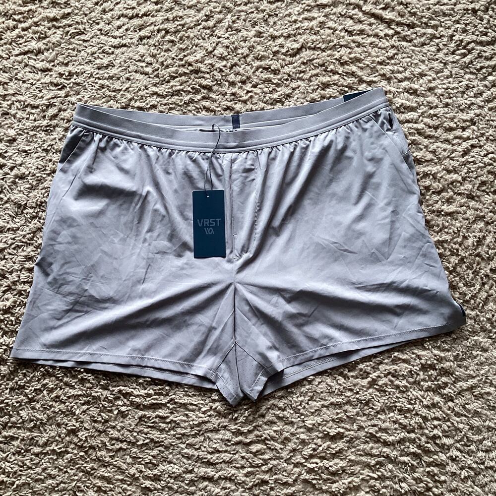 NWT VRST Men's XXL gray Blue Accelerate Running Brief Shorts sporty lined
